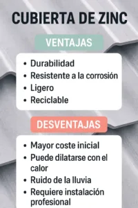 ventajas desventajas cubiertas de zinc